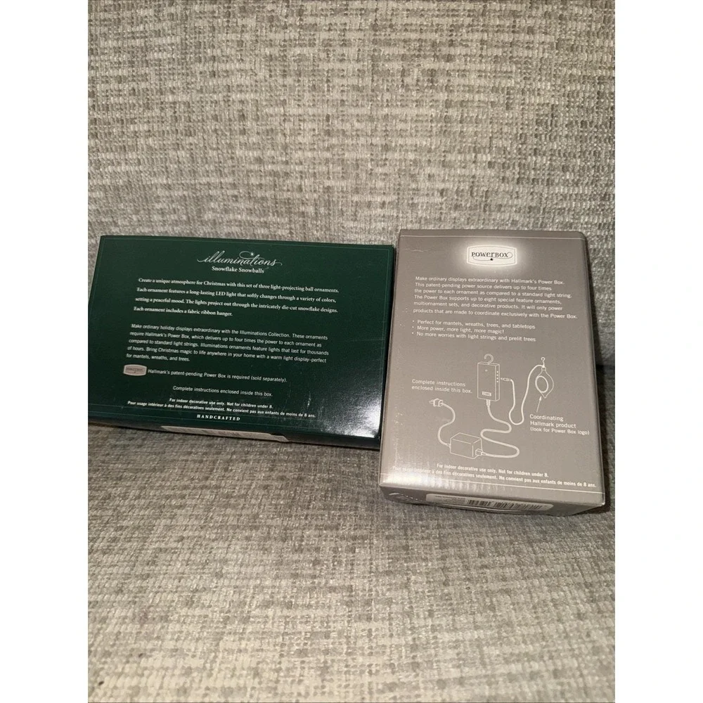 Hallmark‎ illuminations Snowflake Snowballs Set of 3 Ornaments & Power Box (new)